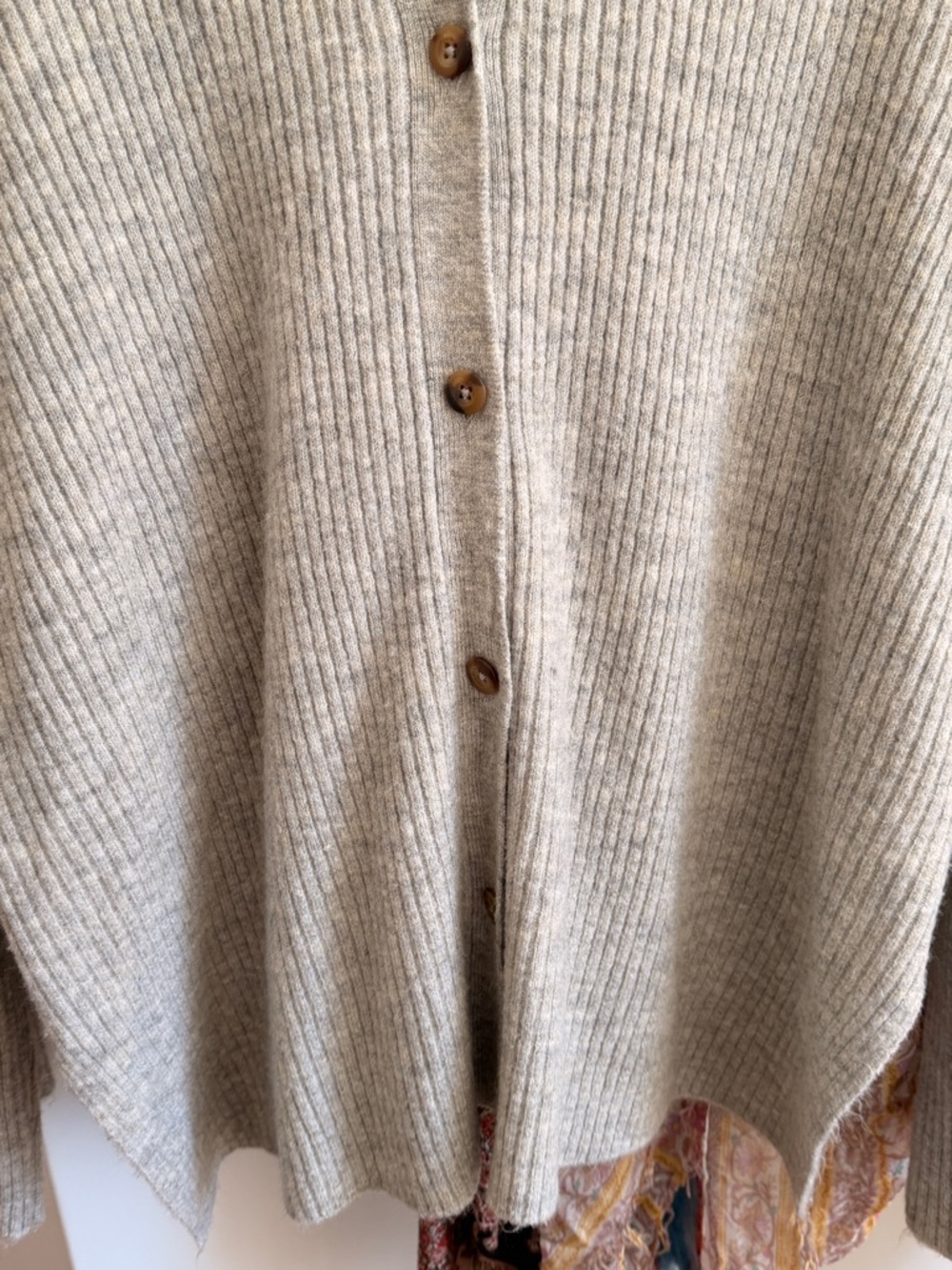 New York and Co Cozy Ribbed Button-Up Sweater Cardigan in Light Gray - Picture 5 of 8